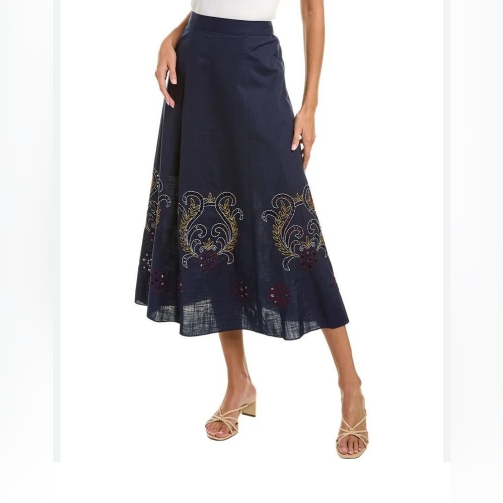 NWT Sachin and Babi Elegant Navy Embroidered Skirt size 8